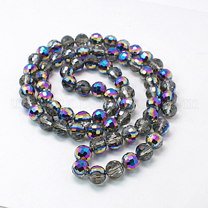 Electroplate Glass Beads Strands UK-EGLA-S038-8mm-K-1