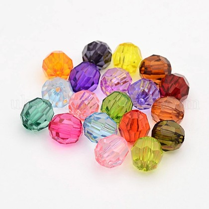 Faceted Transparent Acrylic Round Beads UK-DB6MM-M-1