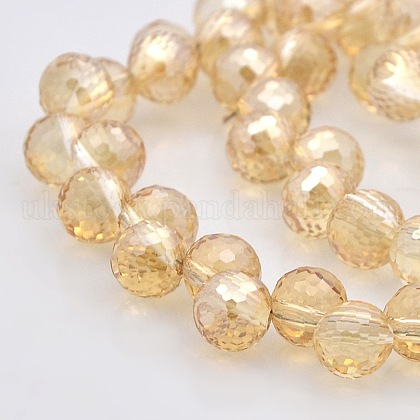 Pearl Luster Plated Glass Faceted Round Beads Strands UK-GLAA-A026-8mm-PL01-1