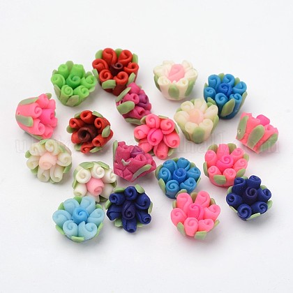 Handmade Polymer Clay Flower Beads UK-CLAY-Q191-M11-K-1