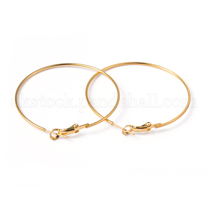 Golden Brass Hoop Earrings UK-X-EC108-4NFG-1