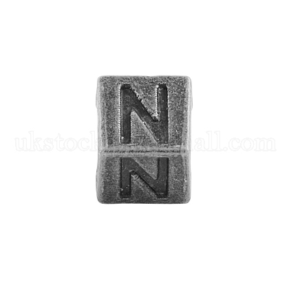 Antique Silver Plated Initial Letter Alloy European Beads UK-TIBEB-Q054-45AS-NR-1