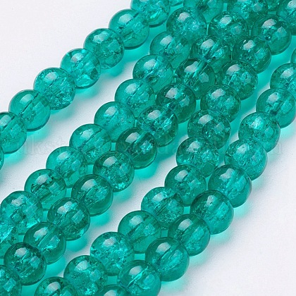 Spray Painted Crackle Glass Beads Strands UK-CCG-Q001-6mm-15-K-1
