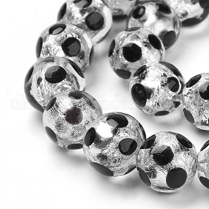 Handmade Silver Foil Lampwork Beads Strands UK-FOIL-L016-D04-1