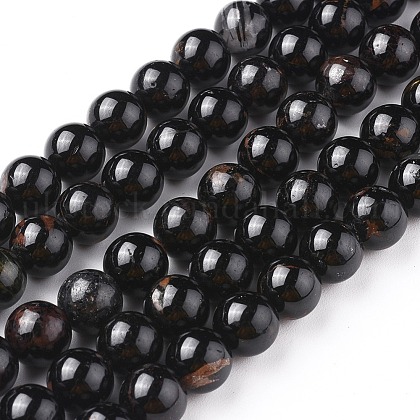 Natural Black Tourmaline Beads Strands UK-X-G-F666-05-10mm-1