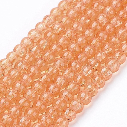 Spray Painted Crackle Glass Beads Strands UK-CCG-Q001-4mm-05-1