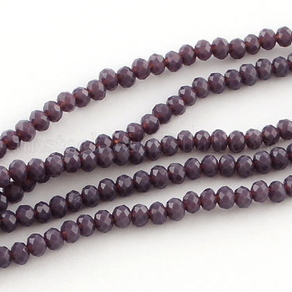 Faceted Solid Color Glass Rondelle Bead Strands UK-GLAA-Q044-6mm-07-1