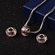 Pink European Style Iron Silver Tone Core Faceted Rondelle Glass Large Hole Beads for DIY Jewelry Bracelets & Necklaces Making UK-X-GDA001-65-2