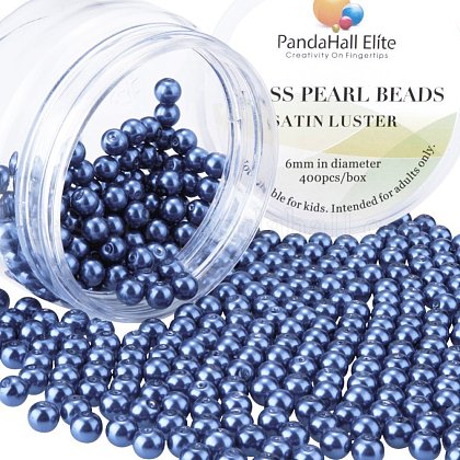 PandaHall Elite 6mm Purple Navy Glass Pearl Beads Tiny Satin Luster Round Loose beads for Jewelry Making UK-HY-PH0001-6mm-069-1