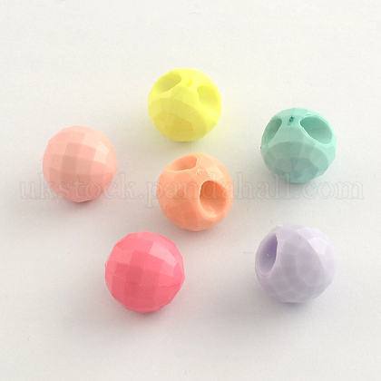 Faceted Opaque Acrylic Round Charms UK-SACR-Q098-08-K-1