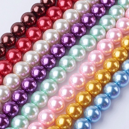 Glass Pearl Beads Strands UK-HYC003-1