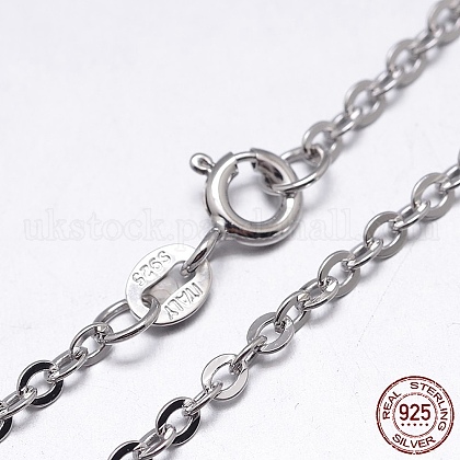 Rhodium Plated 925 Sterling Silver Cable Chains Necklaces UK-NJEW-M157-30C-20-1