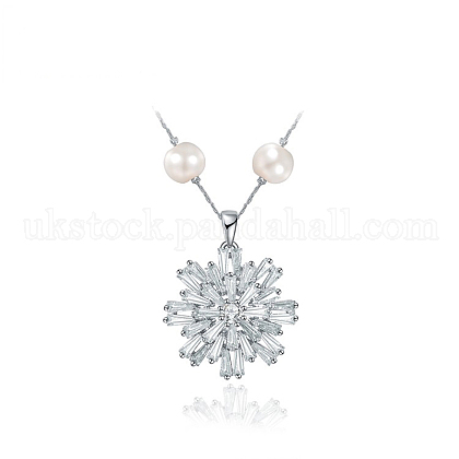 Snowflake Eco-Friendly Brass Pendant Necklace UK-NJEW-AA00066-20RG-K-1