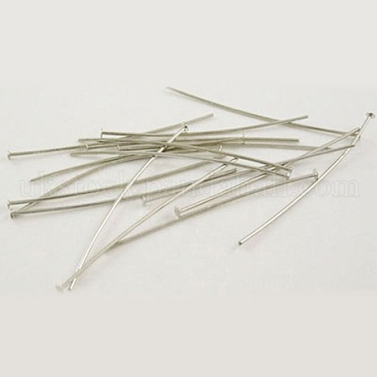 Platinum Plated Brass Flat Flat Head Pins Fit Jewelry Making Findings UK-X-HP4.0cmCY-NF-1