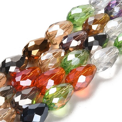 Faceted Teardrop Glass Beads Strands UK-GS053-AB-1