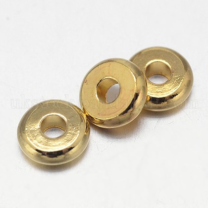 Flat Round Brass Spacer Beads UK-KK-L106A-01G-1