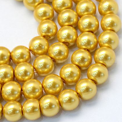 Baking Painted Pearlized Glass Pearl Round Bead Strands UK-HY-Q330-8mm-31-1