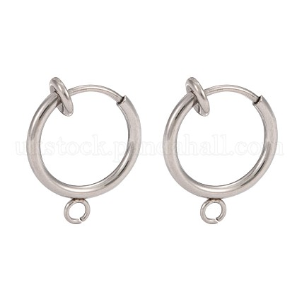 316 Surgical Stainless Steel Clip-on Hoop Earrings UK-STAS-S101-13mm-01P-1