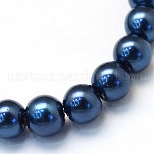 Baking Painted Pearlized Glass Pearl Round Bead Strands UK-HY-Q330-8mm-15
