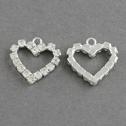 Shining Heart Brass Grade A Crystal Rhinestone Pendants UK-RB-R008-06-1
