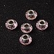 Pink European Style Iron Silver Tone Core Faceted Rondelle Glass Large Hole Beads for DIY Jewelry Bracelets & Necklaces Making UK-X-GDA001-65-1
