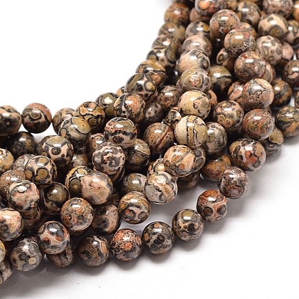 Natural Leopardskin Beads Strands UK-G-P072-45-10mm-K-1