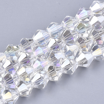 Electroplate Glass Beads Strands UK-EGLA-Q118-6mm-B17-1