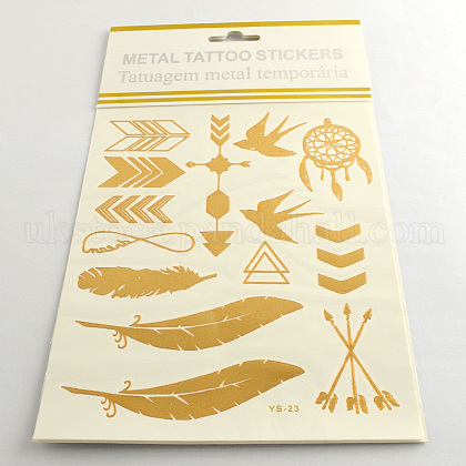 Mixed Shapes Cool Body Art Removable Fake Temporary Tattoos Metallic Paper Stickers UK-AJEW-Q081-46-1