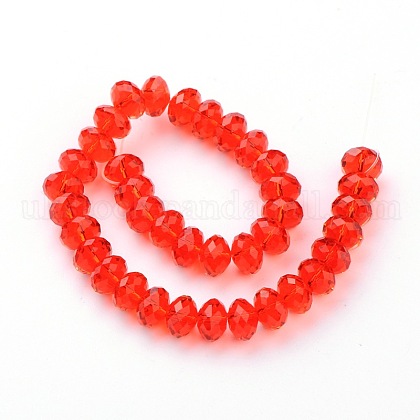 Faceted Rondelle Imitation Austrian Crystal Glass Bead Strands UK-G-PH0009-06-6x4mm-1