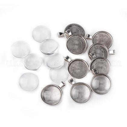 25mm Transparent Clear Domed Glass Cabochon Cover for Alloy Photo Pendant Making UK-TIBEP-X0009-RS-1