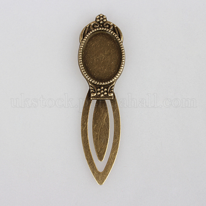 Antique Bronze Iron Bookmark Cabochon Settings&nbsp;UK-X-PALLOY-N0084-01AB-NF-1