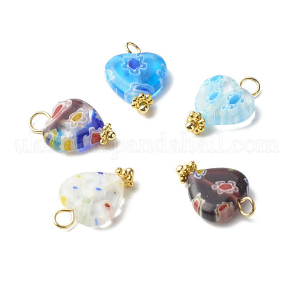 Heart Handmade Millefiori Lampwork Beads Pendant UK-PALLOY-JF00907-1
