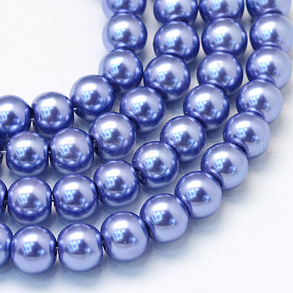 Baking Painted Pearlized Glass Pearl Round Bead Strands UK-HY-Q330-8mm-09-1