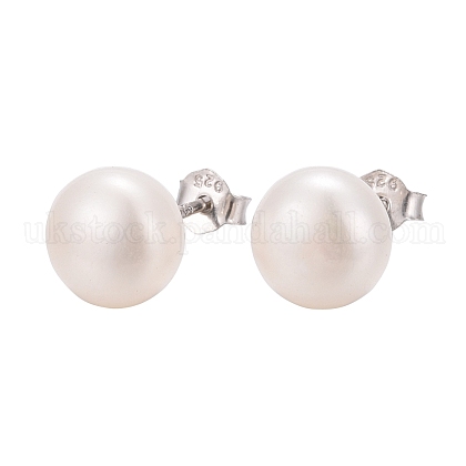 Pearl Ball Stud Earrings UK-EJEW-Q701-01C-1