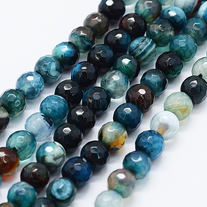 Faceted Natural Agate Beads Strands UK-G-F561-6mm-D08-1