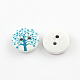 2-Hole Tree Pattern Printed Wooden Buttons UK-BUTT-R033-013-2
